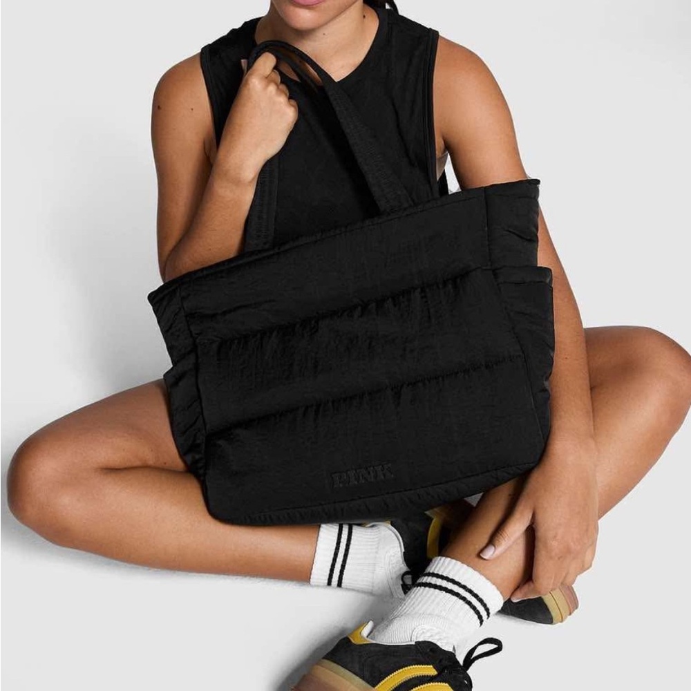 Black Puffer Tote Bag